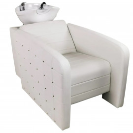 Парикмахерский комплект "Гламрок", Белый, Золотые пукли, 3 кресла гидравлика диск, 1 мойка средняя белая раковина